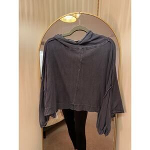 Free People Women's Pullover Cotton Cowl Neck Top Long Sleeve Solid Gray